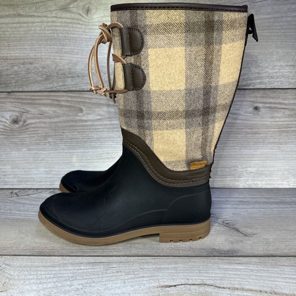 Kamik Alpine Women's 6 Brown Flannel Rain boots Warm Lined Waterproof Super Cute